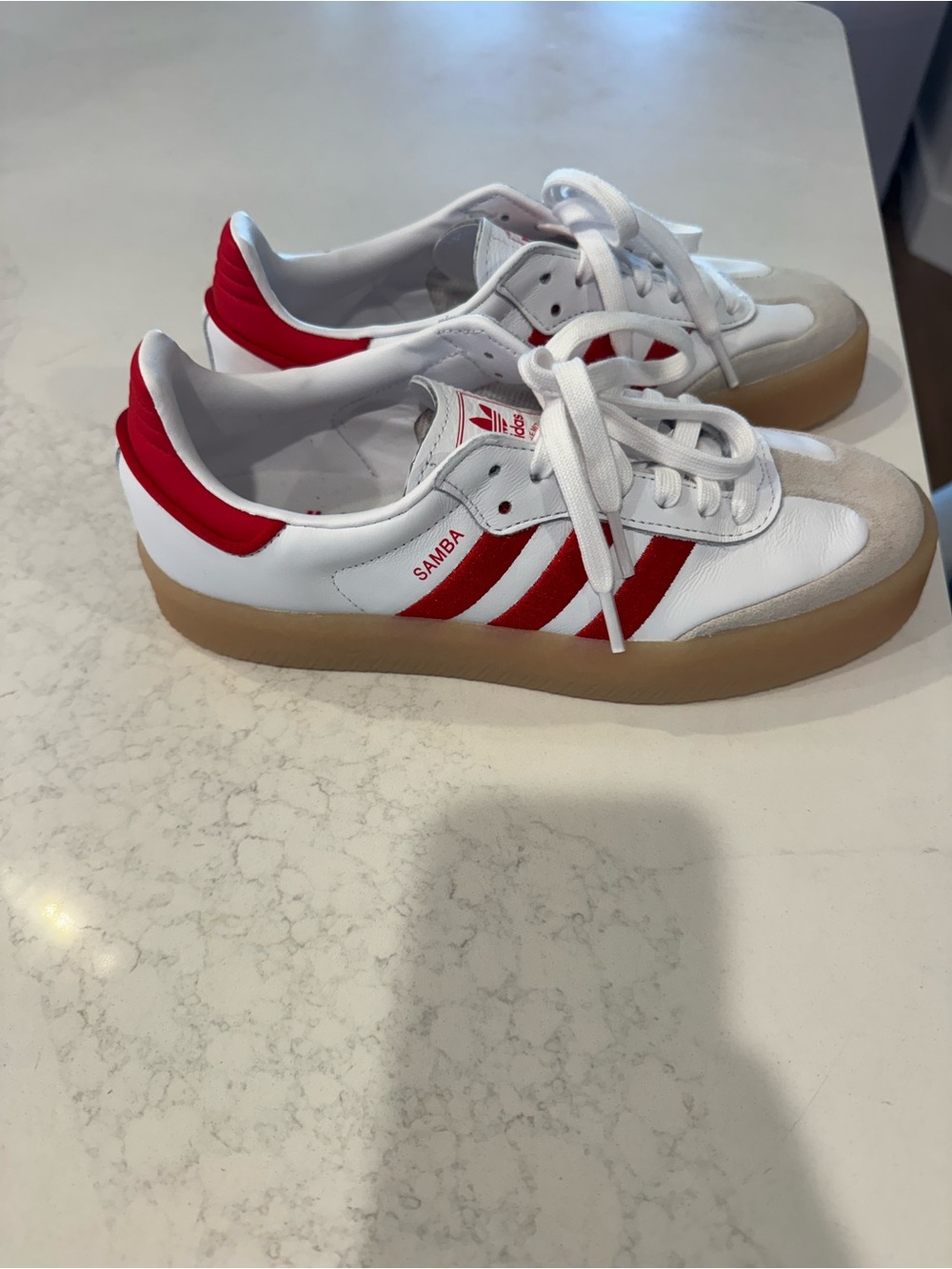 Adidas Samba OG White Red Gum Sole Sneakers Women’s Size 7.5 - Picture 2 of 5